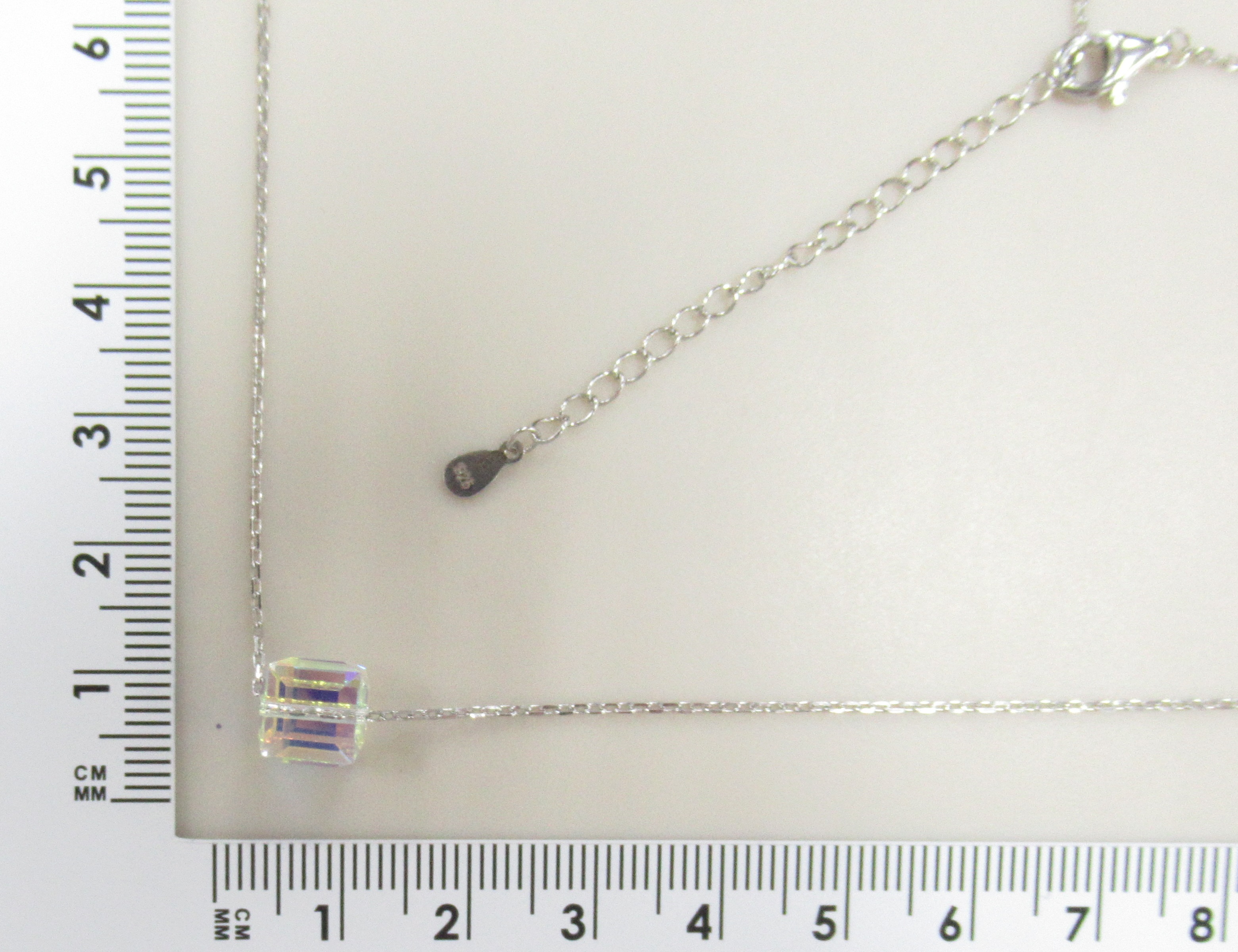 Серебряное колье 925 пробы; плетение Якорное; вставки 1 Кристалл Сваровски 1,5 ct;